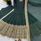 Heavy Sequence Work Border Roman Silk Anarkali set With Dupatta For Partywear