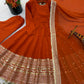 Heavy Sequence Work Border Roman Silk Anarkali set With Dupatta For Partywear