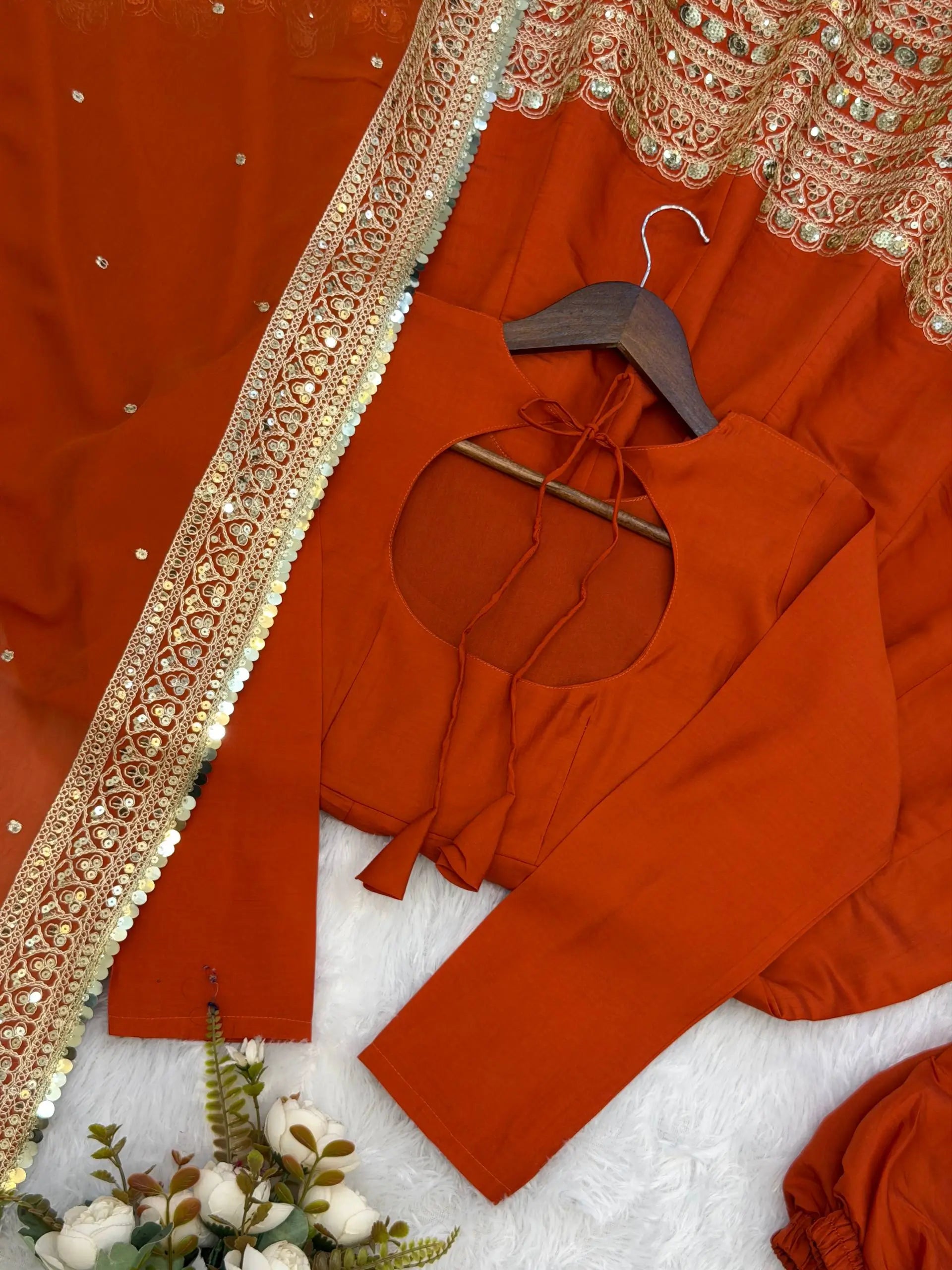 Heavy Sequence Work Border Roman Silk Anarkali set With Dupatta For Partywear