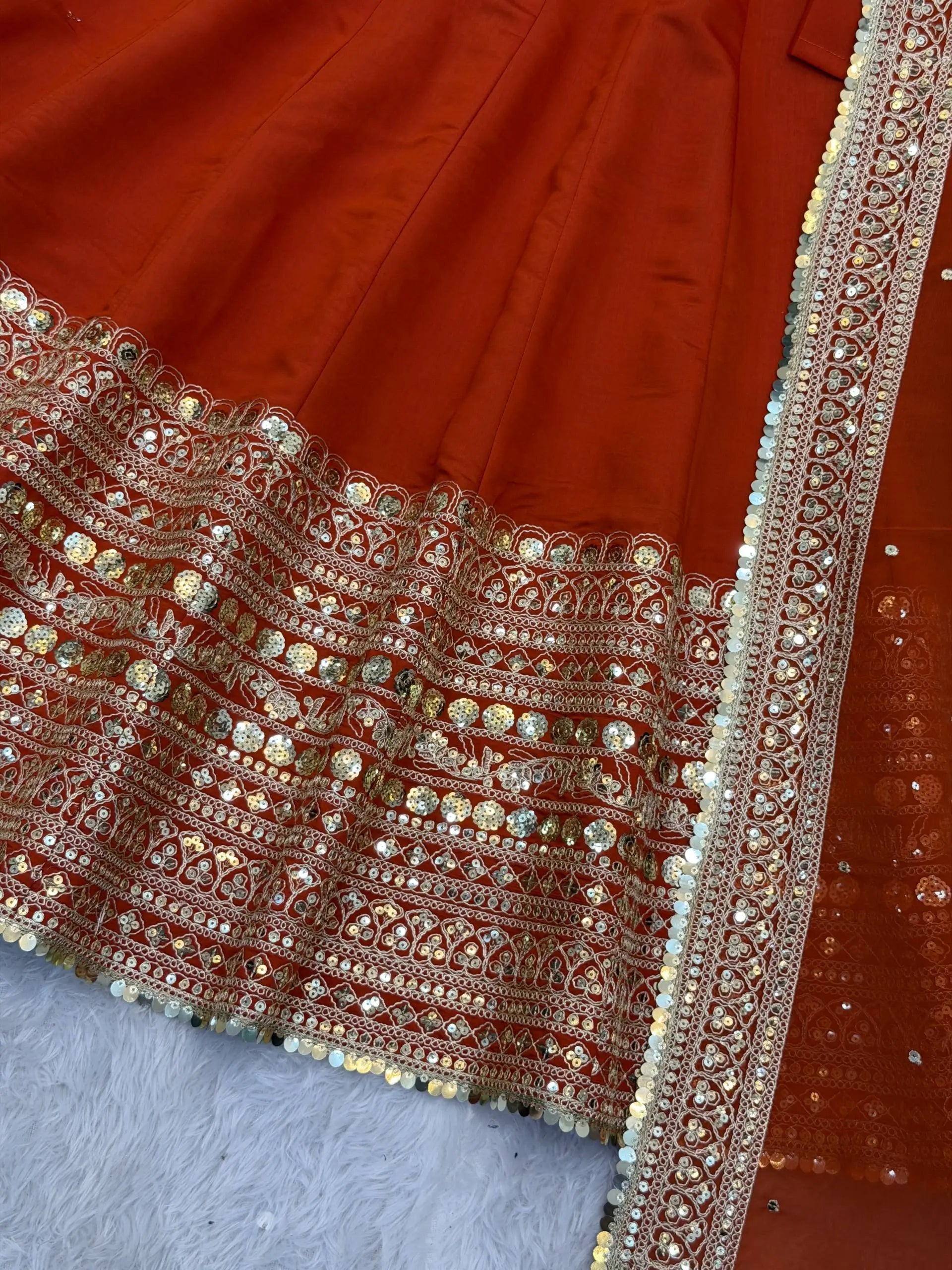 Heavy Sequence Work Border Roman Silk Anarkali set With Dupatta For Partywear