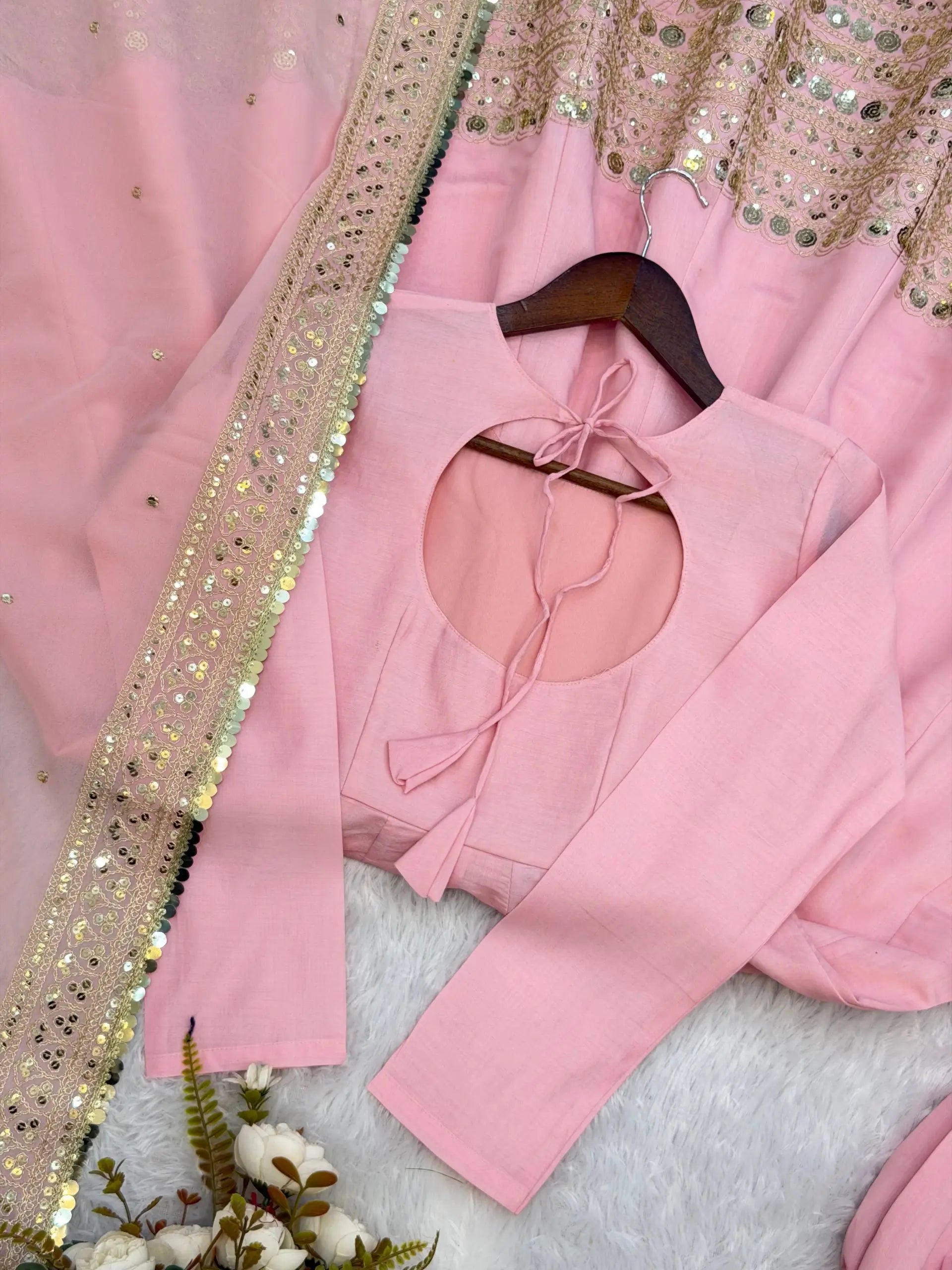 Heavy Sequence Work Border Roman Silk Anarkali set With Dupatta For Partywear