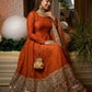 Heavy Sequence Work Border Roman Silk Anarkali set With Dupatta For Partywear