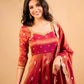 Heavy Shimmer Silk Embroidered Gown with Dupatta – Wedding & Partywear