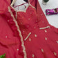 Heavy Shimmer Silk Embroidered Gown with Dupatta – Wedding & Partywear