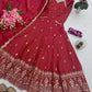 Heavy Shimmer Silk Embroidered Gown with Dupatta – Wedding & Partywear