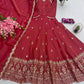 Heavy Shimmer Silk Embroidered Gown with Dupatta – Wedding & Partywear