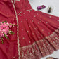 Heavy Shimmer Silk Embroidered Gown with Dupatta – Wedding & Partywear