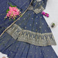 Heavy Shimmer Silk Embroidered Suit with Lehenga & Dupatta – Wedding & Partywear