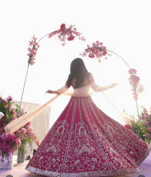 Heavy Slub Silk Lehenga With Dori Thread Work