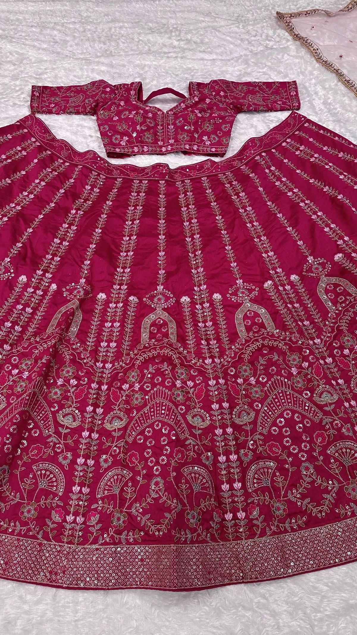 Heavy Slub Silk Lehenga With Dori Thread Work