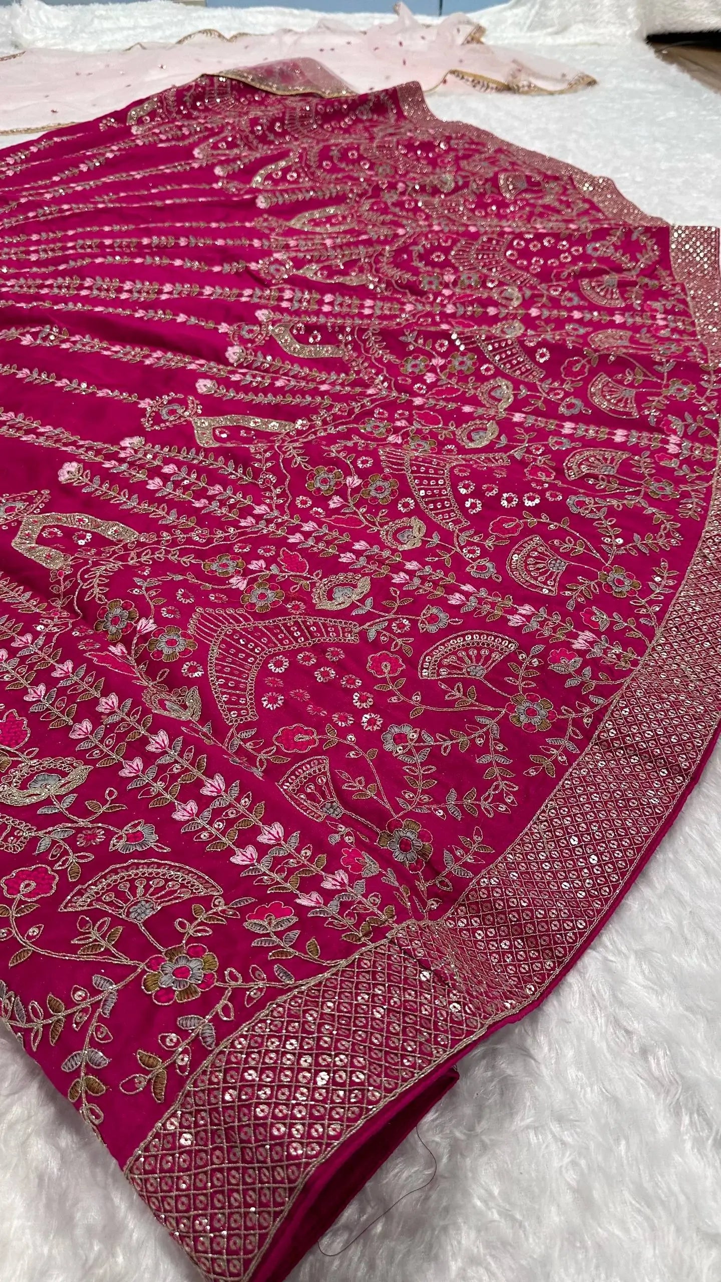 Heavy Slub Silk Lehenga With Dori Thread Work