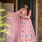Heavy Star Georgette Embroidered Gown with Sharara & Dupatta – Designer Partywear