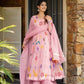 Heavy Star Georgette Embroidered Gown with Sharara & Dupatta – Designer Partywear