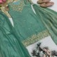 Heavy Two Tone Fandy Silk Embroidered Sharara Set