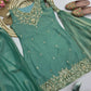 Heavy Two Tone Fandy Silk Embroidered Sharara Set
