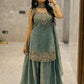 Heavy Two Tone Fandy Silk Embroidered Sharara Set