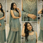 Heavy Two Tone Fandy Silk Embroidered Sharara Set