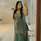 Heavy Two Tone Fandy Silk Embroidered Sharara Set