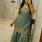 Heavy Two Tone Fandy Silk Embroidered Sharara Set