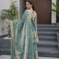 Heavy Two Tone Fendy Satin Silk Embroidered Gown with Sharara & Dupatta – Designer Ethnic Wear