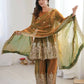 Heavy Two Tone Fendy Satin Silk Embroidered Gown with Sharara & Dupatta – Designer Ethnic Wear