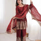 Heavy Two Tone Fendy Satin Silk Embroidered Gown with Sharara & Dupatta – Designer Ethnic Wear