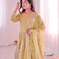 Heavy Two Tone Fendy Satin Silk Embroidered Gown with Sharara & Dupatta – Designer Ethnic Wear