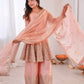 Heavy Two Tone Fendy Satin Silk Embroidered Gown with Sharara & Dupatta – Designer Ethnic Wear