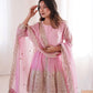 Heavy Two Tone Fendy Satin Silk Embroidered Gown with Sharara & Dupatta – Designer Ethnic Wear