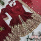 Heavy Two Tone Fendy Satin Silk Embroidered Gown with Sharara & Dupatta – Designer Ethnic Wear
