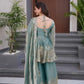 Heavy Two Tone Fendy Satin Silk Embroidered Gown with Sharara & Dupatta – Designer Ethnic Wear