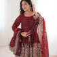 Heavy Two Tone Fendy Satin Silk Embroidered Gown with Sharara & Dupatta – Designer Ethnic Wear