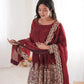 Heavy Two Tone Fendy Satin Silk Embroidered Gown with Sharara & Dupatta – Designer Ethnic Wear