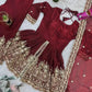 Heavy Two Tone Fendy Satin Silk Embroidered Gown with Sharara & Dupatta – Designer Ethnic Wear