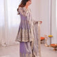 Heavy Two Tone Fendy Satin Silk Embroidered Gown with Sharara & Dupatta – Designer Ethnic Wear