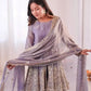 Heavy Two Tone Fendy Satin Silk Embroidered Gown with Sharara & Dupatta – Designer Ethnic Wear