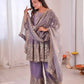 Heavy Two Tone Fendy Satin Silk Embroidered Gown with Sharara & Dupatta – Designer Ethnic Wear