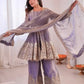 Heavy Two Tone Fendy Satin Silk Embroidered Gown with Sharara & Dupatta – Designer Ethnic Wear