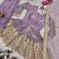 Heavy Two Tone Fendy Satin Silk Embroidered Gown with Sharara & Dupatta – Designer Ethnic Wear