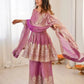 Heavy Two Tone Fendy Satin Silk Embroidered Gown with Sharara & Dupatta – Designer Ethnic Wear