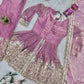 Heavy Two Tone Fendy Satin Silk Embroidered Gown with Sharara & Dupatta – Designer Ethnic Wear