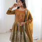 Heavy Two Tone Fendy Satin Silk Embroidered Gown with Sharara & Dupatta – Designer Ethnic Wear