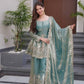 Heavy Two Tone Fendy Satin Silk Embroidered Gown with Sharara & Dupatta – Designer Ethnic Wear