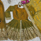 Heavy Two Tone Fendy Satin Silk Embroidered Gown with Sharara & Dupatta – Designer Ethnic Wear