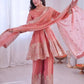 Heavy Two Tone Fendy Satin Silk Embroidered Gown with Sharara & Dupatta – Designer Ethnic Wear
