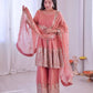 Heavy Two Tone Fendy Satin Silk Embroidered Gown with Sharara & Dupatta – Designer Ethnic Wear