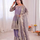 Heavy Two Tone Fendy Satin Silk Embroidered Gown with Sharara & Dupatta – Designer Ethnic Wear