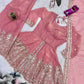 Heavy Two Tone Fendy Satin Silk Embroidered Gown with Sharara & Dupatta – Designer Ethnic Wear