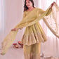 Heavy Two Tone Fendy Satin Silk Embroidered Gown with Sharara & Dupatta – Designer Ethnic Wear