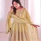 Heavy Two Tone Fendy Satin Silk Embroidered Gown with Sharara & Dupatta – Designer Ethnic Wear